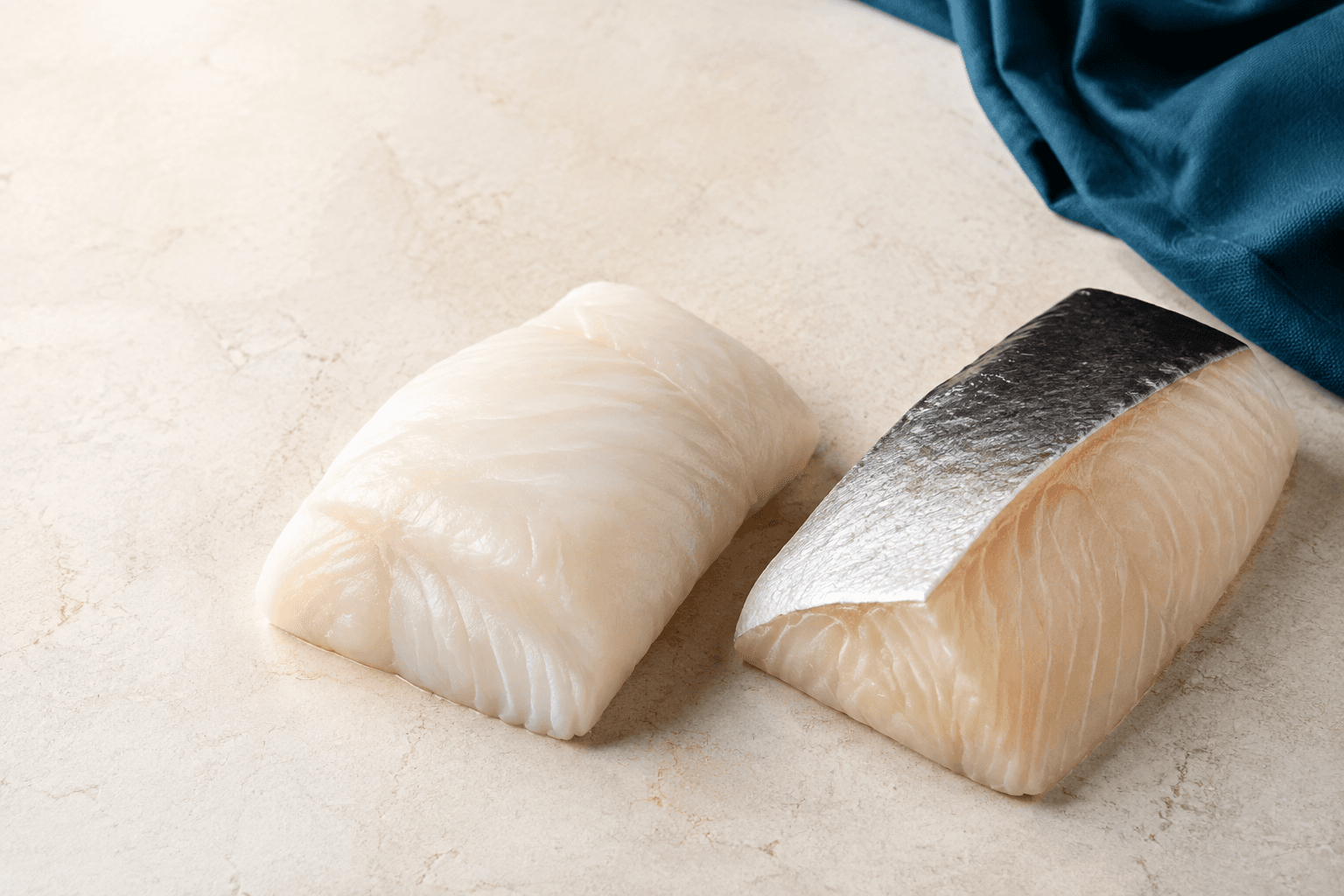 Several white-fish cuts arranged side by side